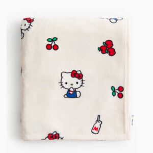 Patterned Fleece Blanket Light beige/Hello Kitty