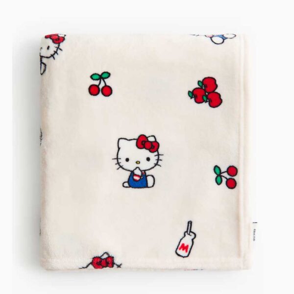 Patterned Fleece Blanket Light beige/Hello Kitty