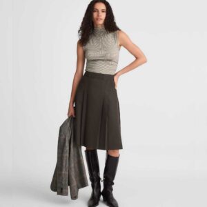 Pleated Midi Skirt molasses melange