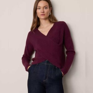 Ribbed Wrap Sweater Poised Plum