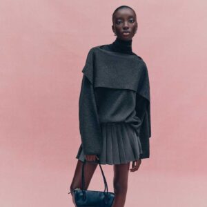 Scarf-Detail Sweater Dark gray melange