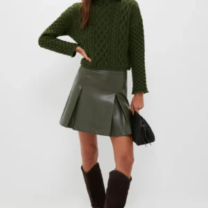 Hyacinth House Olive Cable Knit Cropped Perry Turtleneck
