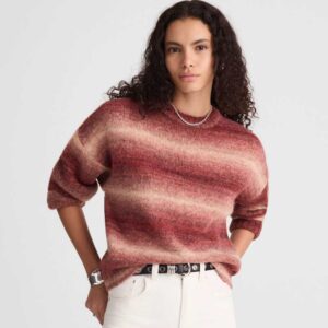 Space-Dyed Drop-Shoulder Sweater autumn berry space dye