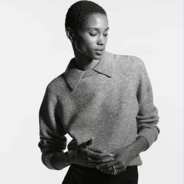 Sweater with Collar Gray melange