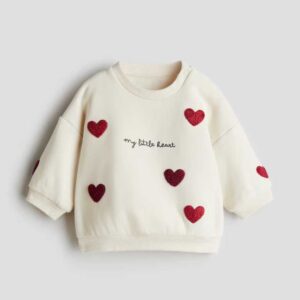 Sweatshirt with Motif Light beige/My Little Heart