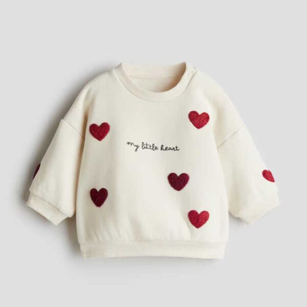 Sweatshirt with Motif Light beige/My Little Heart