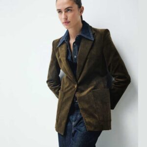 Velveteen jacket with pockets Khaki