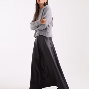 Miss Selfridge faux leather maxi skirt in black