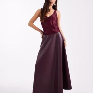 ASOS DESIGN full circle pu skirt in fig