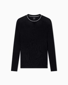 Crew neck sweater with contrasting profile