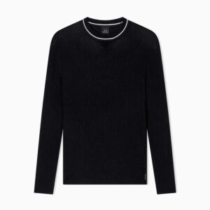 Crew neck sweater with contrasting profile