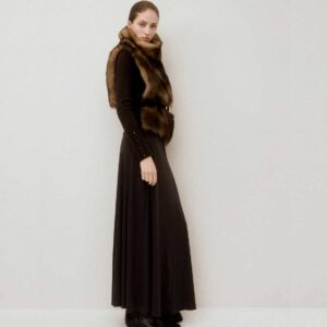 A-line skirt with godets Brown