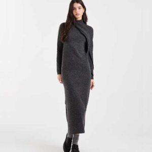 ASOS DESIGN scarf maxi dress in charcoal