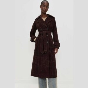 Avec Les Filles Faux Suede Maxi Trench Coat