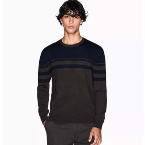 A|X Armani Exchange Men's Long Sleeve Wool Blend Color Block Sweater