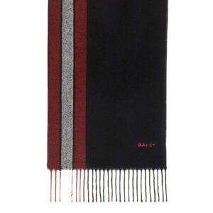 Bally Logo Embroidered Fringed Scarf