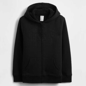 Black Kids Gap Logo Sherpa Zip Hoodie
