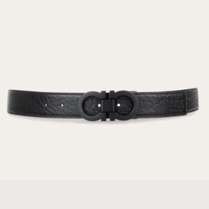 Black Reversible and adjustable Gancini belt