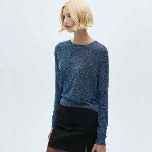 Crewneck lurex sweater Dark Navy
