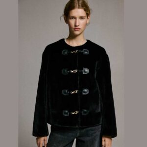 Duffle-Style Jacket Black