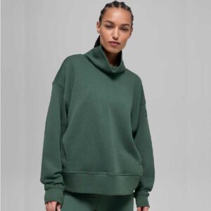Hazy Mock Neck Pullover Clover Green