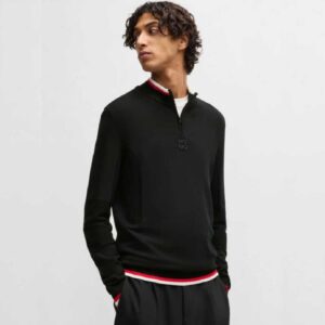 Hugo Boss zip-neck sweater with contrast tipping