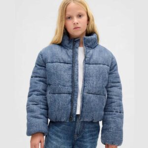Kids Cozy-Lined Denim Puffer Jacket Medium Wash