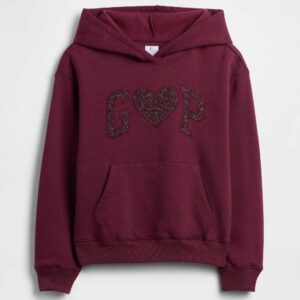 Kids Relaxed Gap Logo Hoodie Burgundy Lurex