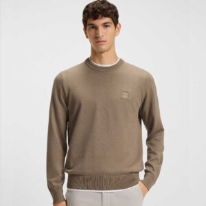 Logo-label sweater in cotton and cashmere