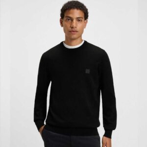 Logo-label sweater in cotton and cashmere Black