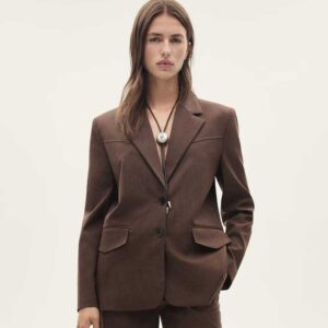 Micro-houndstooth suit jacket Brown