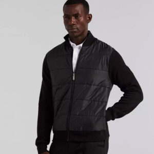 Perry Ellis Men's Quilted Front Zip Sweater