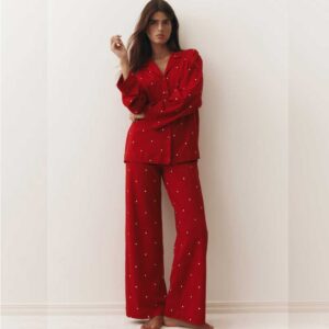 Printed Cotton Pajamas Red/patterned