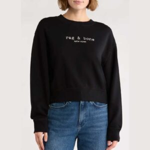 rag & bone Logo Terry Sweatshirt Black