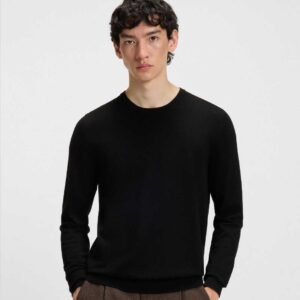 Regular-fit knitted sweater with crew neckline