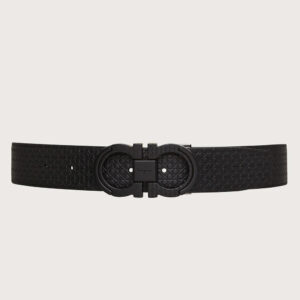 Reversible and adjustable Gancini belt Black
