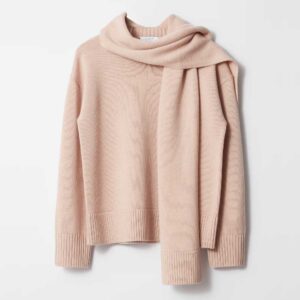 Scarf-Detail Wool Jumper