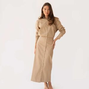 Shani x By Tess Shani Midi Dress Tan