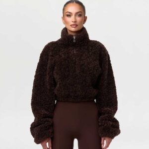Sherpa Quarter-Zip Cropped Sweater