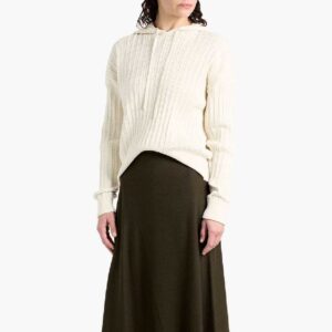 SIMKHAI Ribbed cable-knit cotton and cashmere-blend hoodie