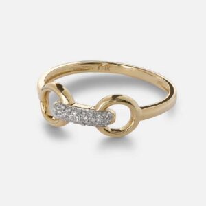 Stone and Strand Bridle 14kt gold ring with diamonds