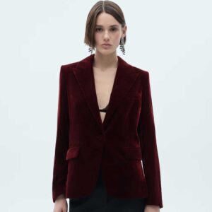 Structured velvet blazer Maroon