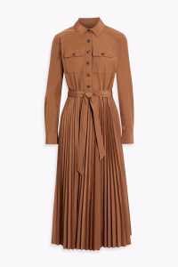 Derek Lam 10 Crosby Kenza Pleated Poplin Midi Shirt Dress