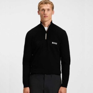 Water-repellent zip-neck sweater in a cotton blend