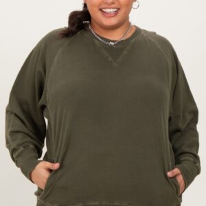 Olive Vintage Wash French Terry Plus Pullover