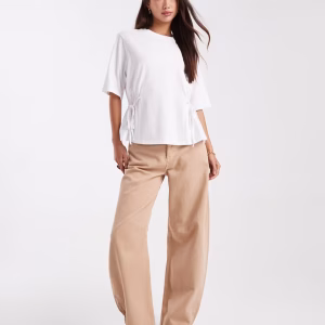 ASOS DESIGN cinch tie sides t-shirt in white