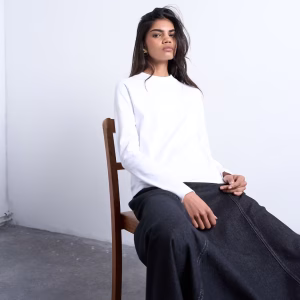 Topshop long sleeve boxy tee in white