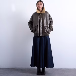 Topshop denim front yoke maxi skirt in indigo