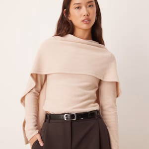 ASOS DESIGN super soft scarf draped top in cream