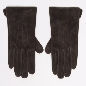 Gina Tricot pure suede leather gloves in dark brown